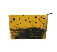 Mustard Yellow and Black Printed Makeup Bag Corduroy Travel Cosmetic Bags Cosmetic Case Toiletry Bag Organizer for Women Mom Girls