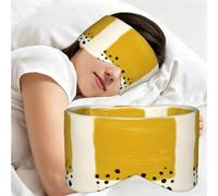 Mustard Yellow and Black Printed, Sleep Mask for Home Travel, Full Eye Covers Light Blocking Eye Mask Sleep Eye and Ear Muffs
