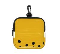 Mustard Yellow and Black Printed, Square Zipper Storage Bag, Neoprene Coin Purse, Small Wallets, Change Pouch, Change Purse