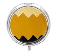 Mustard Yellow and Black Round Pill Box 3 Compartment Small Pill Box Round Portable Pill Case to Hold Vitamins Medication Fish Oil and Supplements Travel Purse Pocket Gift