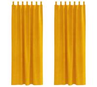 Mustard Yellow Blackout Curtains 140 x 225 cm Velvet with Fabric Loops Opaque Insulation Sound Absorbing for Living Room Bedroom Kids Room Modern Design