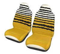 Mustard Yellow Lines Printed Car Seat Covers Universal Breathable Auto Front Seats Protector Car Interior Accessories for Car SUV Sedan Truck