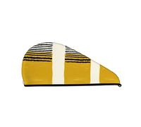 Mustard Yellow Lines Printed Hair Towel Wrap, Super Absorbent Dry Hair Cap for Women Shower Caps for Gym Salon Bath Shower