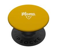 Mustard Yellow - Mama Heart - Cursive Aesthetic Motherhood PopSockets Adhesive PopGrip