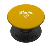 Mustard Yellow - Mama Heart - Cursive Aesthetic Motherhood PopSockets Adhesive PopGrip