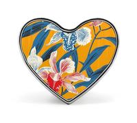 Mustard Yellow Pattern Badges Heart with Button Design, Personalized Picture Pin Brooches, Heart Badge Holders for Decorate Hat Shirt Clothing Bag Accessories