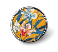 Mustard Yellow Pattern Round Badge Personalized Metal Lapel Pin Badges Fit Clothing Bags Hat Humorous Printed Brooch Badge Party Decorations Accessories for Men Women