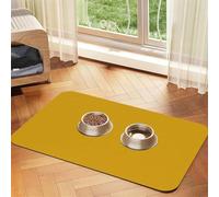 Mustard Yellow Pet Feeding Mat Absorbent Pu Leather Dog Cat Food Mats Contain Spills Protects Floors, Anti-Slip Rubber Backing Dog Bowl Mats Easy Clean Pet Placemats 30x45cm