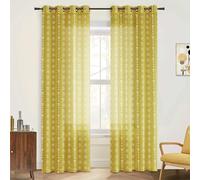 Mustard Yellow Retro Mid Century Modern Curtains,Colorful Boho Sheer 70s MCM Funky Curtains for Living Room Bedroom