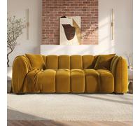 Mustard Yellow Velvet 3 Seater Sofa - Elod