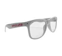Mustavo England White Glasses with Clear Lens Geek NHS Style Fans Supporters Novelty St Georges Day Fancy Dress Football Cricket Rugby