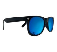 Mustavo Gloss Black Blue Mirror Lens Sunglasses Retro For Men For Women Unisex | Full UV400 Protection | Classic Vintage Designer Style For Him For Her
