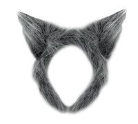Mustavo Plush Grey Wolf Ears | Childrens Kids World Book Day Halloween Book Week Day Fairy Tale Fancy Dress Up | One Size Fits All Big Bad Wolf