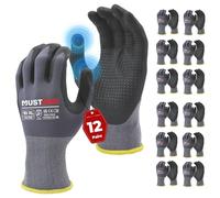 Mustbau 12 Pairs Safety Work Gloves Breathable Nitrile Coated Knit Nylon Protective Gloves, Abrasion Resistant, Dexterity, Touch Screen, for Most Kinds of Jobs - XL