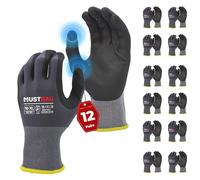 Mustbau 12 Pairs Safety Work Gloves, Non-Slip Gardening Gloves, Abrasion Resistant Nylon Gloves, Good Grip on Palm and Fingers, Ideal for Men Women General Duty Work - XL