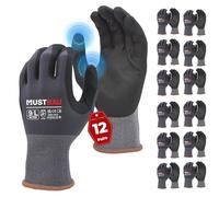 Mustbau 12 Pairs Safety Work Gloves,Non-Slip Gardening Gloves, Abrasion Resistant Nylon Working Gloves,Good Grip on Palm and Fingers,Ideal for Men Women General Duty Work-L