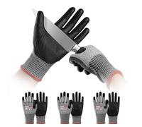 Mustbau 3 Pairs Cut Resistant Gloves Safety Work Gloves for Men PU Coated Palm Cut Proof Gloves with Reinforced Thumb, Non Slip, Breathable, Durable, Touch-screen,S