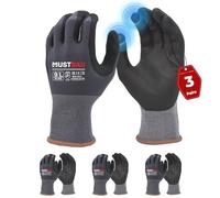 Mustbau 3 Pairs Safety Work Gloves,Non-Slip Gardening Gloves, Abrasion Resistant Nylon Working Gloves,Good Grip on Palm and Fingers,Ideal for Men Women General Duty Work-L