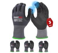 Mustbau 3 Pairs Safety Work Gloves,Non-Slip Gardening Gloves, Abrasion Resistant Nylon Working Gloves,Good Grip on Palm and Fingers,Ideal for Men Women General Duty Work-M