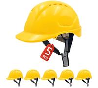 MUSTBAU 5PCS Hard Hats Construction Safety Helmet Wheel Ratchet Adjust Hard Hat 52-66 cm for Scaffolding, Construction and Tradesmen EN 397