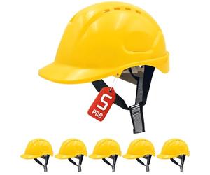 MUSTBAU 5PCS Hard Hats Construction Safety Helmet Wheel Ratchet Adjust Hard Hat 52-66 cm for Scaffolding, Construction and Tradesmen EN 397