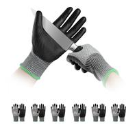 Mustbau 6 Pairs Cut Resistant Gloves Safety Work Gloves for Men PU Coated Palm Cut Proof Gloves with Reinforced Thumb, Non Slip, Breathable, Durable, Touch-screen,M