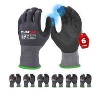 Mustbau 6 Pairs Safety Work Gloves,Non-Slip Gardening Gloves, Abrasion Resistant Nylon Working Gloves,Good Grip on Palm and Fingers,Ideal for Men Women General Duty Work-M