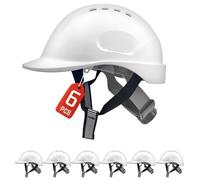 MUSTBAU 6PCS Hard Hats Construction Industrial Safety Helmet Hard Hat With Chin Strap 6 Point Harness, Wheel Ratchet Adjust 52-66 cm EN 397