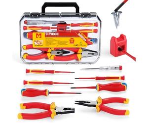 Mustbau 9pcs Screwdriver Set,1000V VDE Insulated Electrical Tools,Precision Slotted,Phillips Screwdriver Kit, Magnetic tip,with 2-in-1 Magnetizer,Ideal for Electrical,Home and DIY