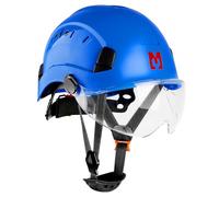 Mustbau Construction Hard Hats Safety Helmet with Clear Visor and Chin Strap, Adjustable Vent Hole, 53 to 63 cm Hard Hat for Forestry, Builders, and Industrial