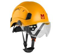 Mustbau Construction Hard Hats Safety Helmet with Clear Visor and Chin Strap, Adjustable Vent Hole, 53 to 63 cm Hard Hat for Forestry, Builders, and Industrial