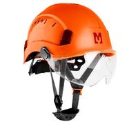 Mustbau Construction Hard Hats Safety Helmet with Clear Visor and Chin Strap, Adjustable Vent Hole, 53 to 63 cm Hard Hat for Forestry, Builders, and Industrial