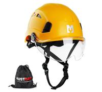 Mustbau Hard Hat Construction Safety Helmet Vented Lightweight Hardhat with Adjustable Chin Strap for Men Women Ideal for Tree Climbing Work at Height Yellow