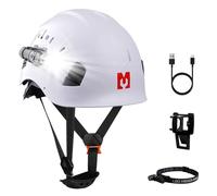 Mustbau Hard Hat with Head Torch, EN397 Certified Safety Helmet with LED Flashlight, Rechargeable USB-C Headlamp, Adjustable 53-63 cm, Hard Hats Helmet for Construction, Forestry & Industrial Work