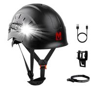 Mustbau Hard Hat with Head Torch, EN397 Certified Safety Helmet with LED Flashlight, Rechargeable USB-C Headlamp, Adjustable 53-63 cm, Hard Hats Helmet for Construction, Forestry & Industrial Work