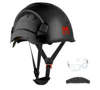 Mustbau Hard Hats Construction Safety Helmet with Anti-fog Safety Glasses Wheel Ratchet Adjust 53-63 cm for Scaffolding,Construction and Tradesmen EN 397