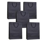 MustBeBonkers 10 MATT Laminated Medium Bags - Birthday Present Party Gift Bag - Different Sizes & Colours Available (Medium (18x10x23cm), Black)