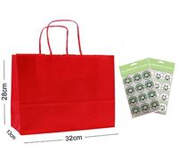 Mustbebonkers 10 x Landscape Large Paper Party Gift Bags - Boutique Shop Bag - Select Colour (Red)