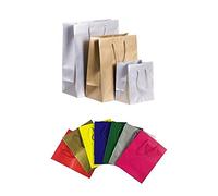 MustBeBonkers 10 x MATT LAMINATED GIFT BAGS - LUXURY PRESENT ROPE HANDLE GIFT BAG - Different Sizes & Colours Available (Large (22x10x27cm), Silver)