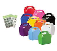 MustBeBonkers 20 Childrens/Kids Plain Coloured Carry Food Meal Birthday Party Box Loot Bag Boxes Sticker Seals - Box Size: 152mm x 100mm x 102mm (Variety of Colours)