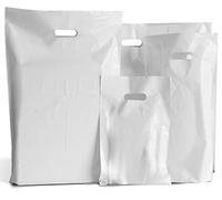 MustBeBonkers 200 WHITE PLASTIC BAGS - BOUTIQUE RETAIL GIFT SHOP CARRIER BAG - 10x12x4 Inches