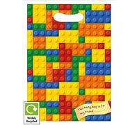 MustBeBonkers 25 BUILDING BLOCKS/BIRTHDAY PARTY GOODIE RECYCLABLE BAGS - LOOT TREAT PLASTIC CELLO GIFT BAG