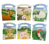 MustBeBonkers 30 Childrens Kids Farm Yard Carry Food Meal Picnic Birthday Party Bag Boxes