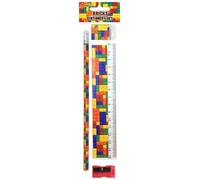 MustBeBonkers 4 Pc Stationery Sets Football Unicorn Pirate Animals & More Great Party Bag Filler (Bricks)
