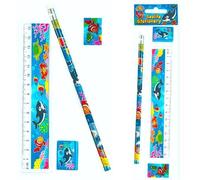 MustBeBonkers 4 Pc Stationery Sets Football Unicorn Pirate Animals & More Great Party Bag Filler (Sealife)