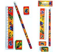 MustBeBonkers 4 Pc Stationery Sets Football Unicorn Pirate Animals & More Great Party Bag Filler (Superhero)