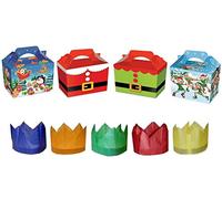 MustBeBonkers 40 X VARIOUS DESIGNS CHRISTMAS XMAS CHILDRENS KIDS PARTY MEAL BOXES WITH FREE CRACKER HATS (MIX)