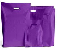 MustBeBonkers 50 PURPLE PLASTIC BAGS - BOUTIQUE RETAIL GIFT SHOP CARRIER BAG - 10x12x4 Inches