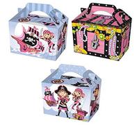 MustBeBonkers 8 Girls Pink Pirate Food Boxes - Treasure Chest Meal Box - Birthday Party Plate