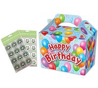 MustBeBonkers Boys Blue Happy Birthday Party Food Boxes - Childrens Birthday Party Picnic Loot Bag Plate Box Sticker Seals (20 Boxes)